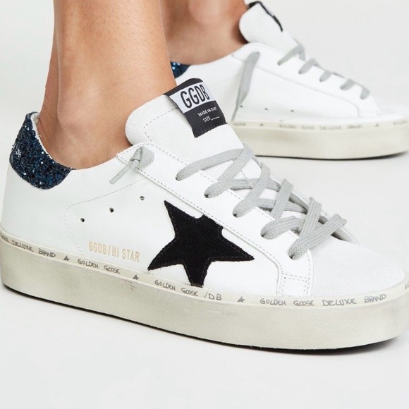 Golden Goose Shoes - Golden Goose Hi Star Platform White & Navy Shoes